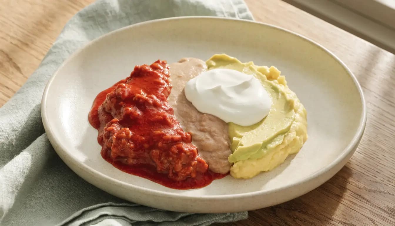 Creamy Beef Taco Bowl prepared as an illustrative IDDSI Level 5 serving