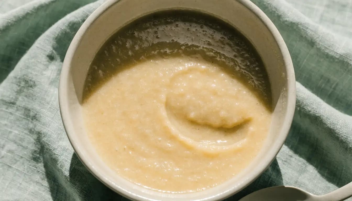 Creamy Chicken Soup prepared as an illustrative IDDSI Level 3 serving