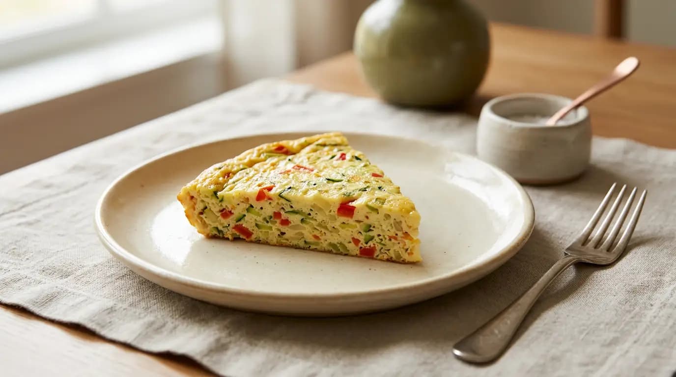 Soft Vegetable Frittata prepared as an illustrative IDDSI Level 7 serving