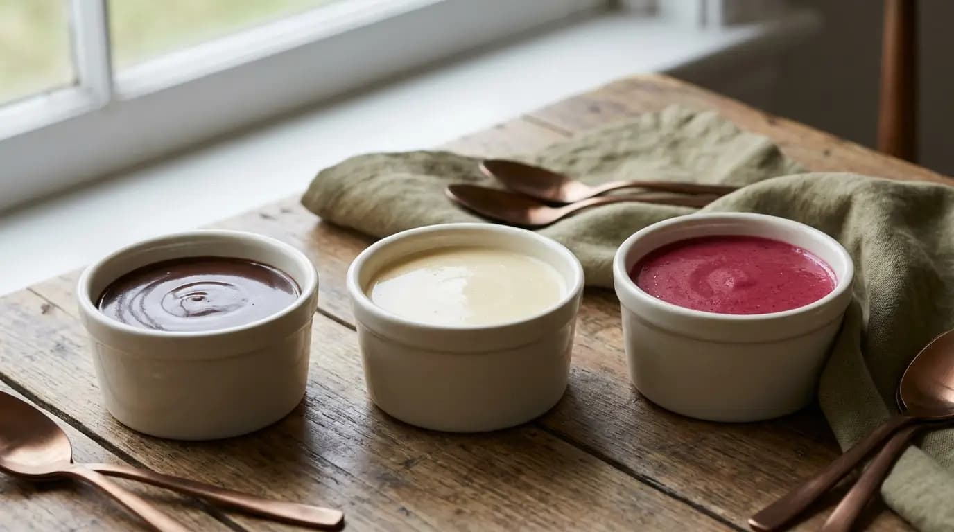 An illustrative selection of smooth desserts